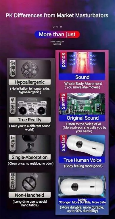 KY02 comparison graphic listing sound, suction and durability features