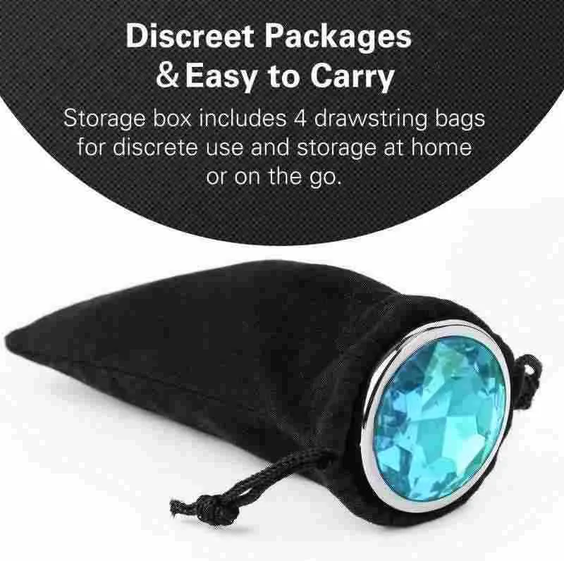KY06 anal plug beside a black drawstring storage bag