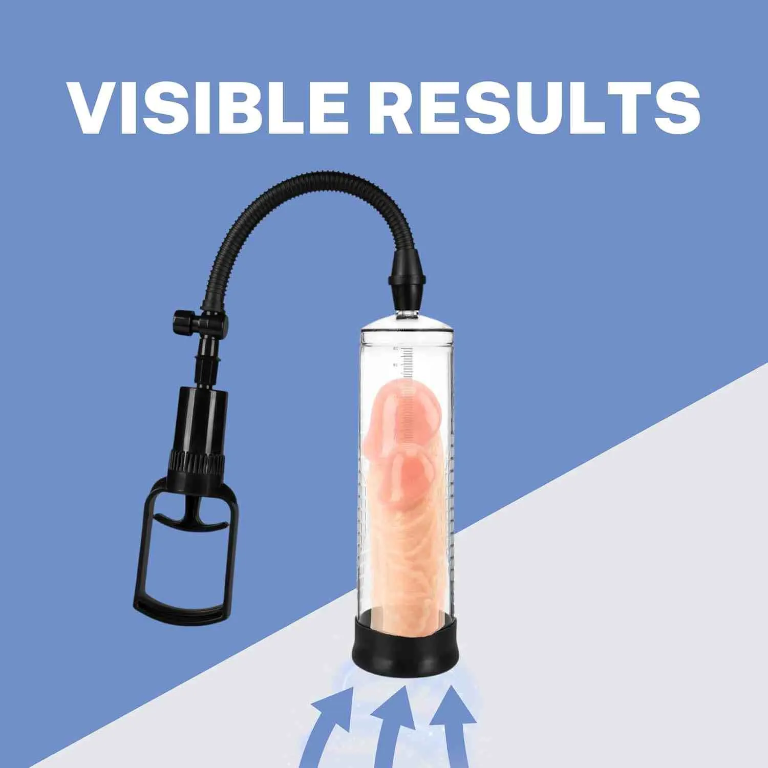 Manual penis pump visible results illustration