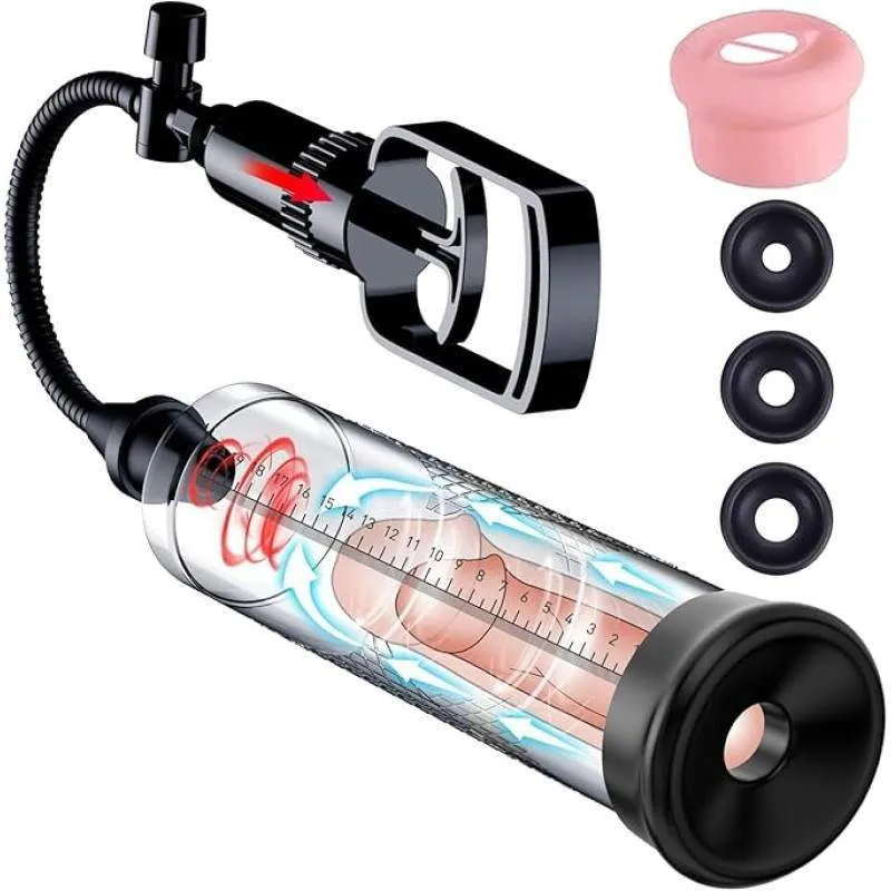 Manual penis pump KY08 parts and cross-section graphic