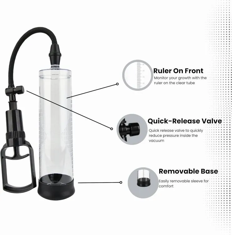 Manual penis pump KY08 with measurement scale and quick-release valve
