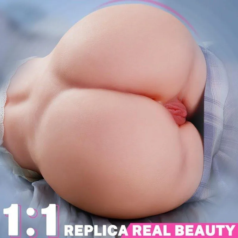 Rear three-quarter view of the KY15 realistic hip masturbator with a shaped waist and hips