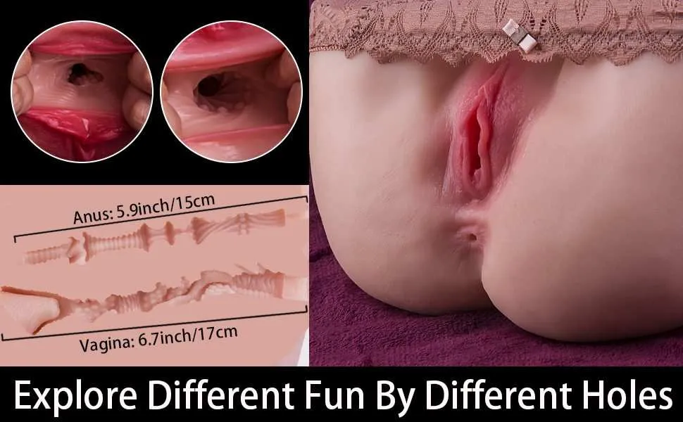 Close-up comparison of the different vaginal-style and anal-style textures in the KY16 masturbator