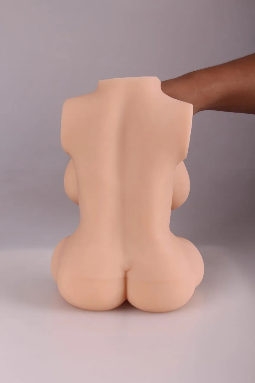 Rear view of the KY17 half-body sex doll held upright to show its dimensions