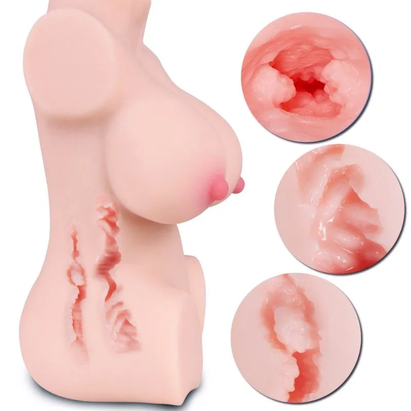 KY17 realistic torso with close-up views of the breast detail and two textured lower channels