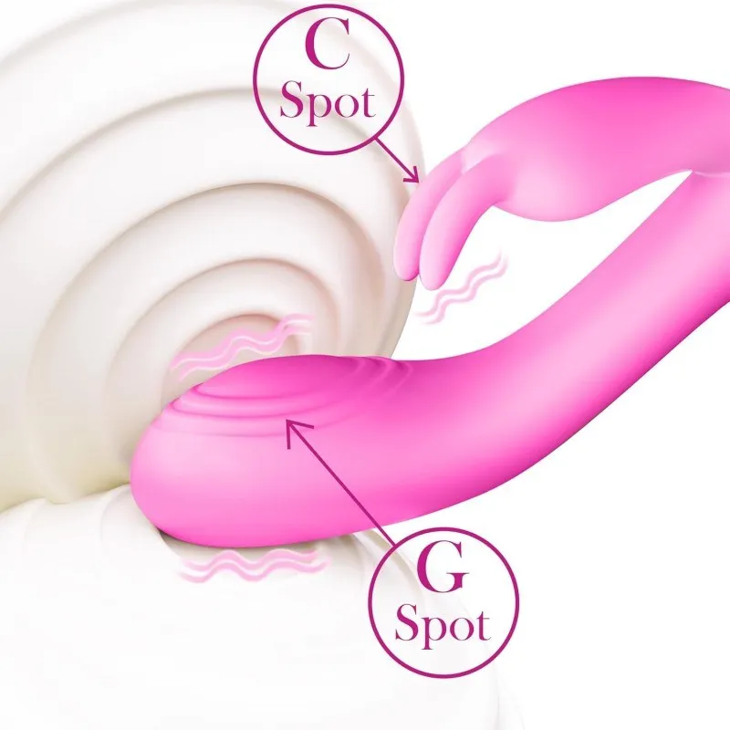 KY22 dual-head vibrator positioning graphic showing C-spot and G-spot stimulation