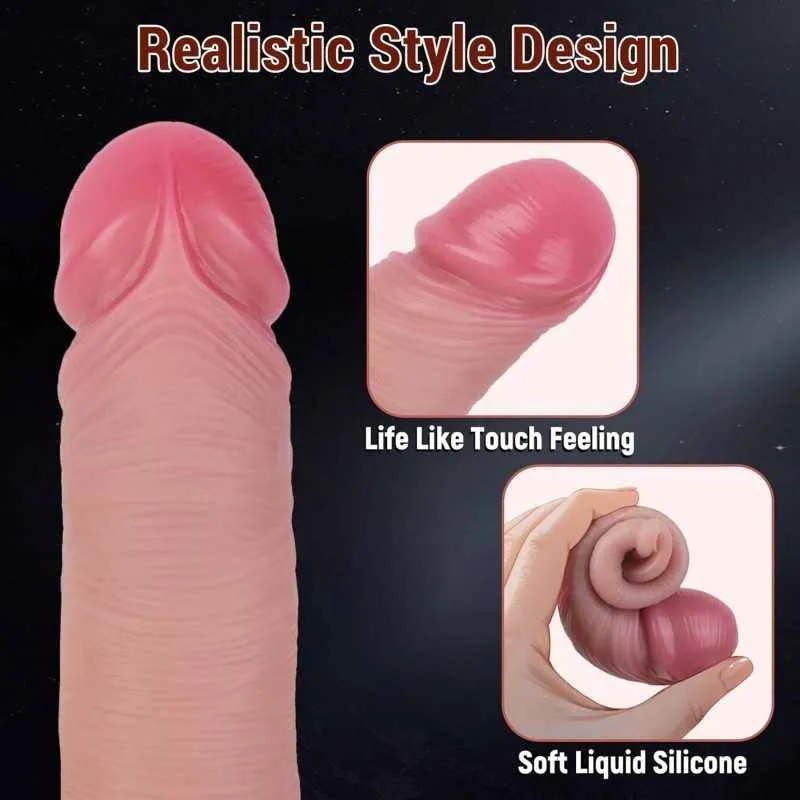 KY25 realistic penis sleeve with close-ups showing its textured head and flexible liquid silicone