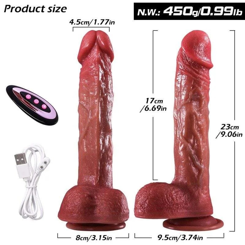 KY10 dimensions showing 23 cm total length, 17 cm insertable length, remote and charging cable
